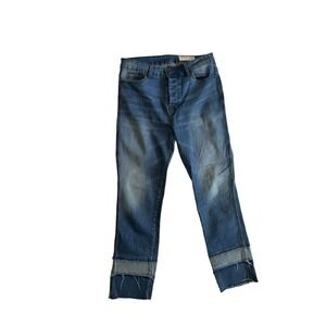 Wishlist Womens‎ Medium Jeans Two Tone Raw Hem Straight Y2K 90s Streetwear Boho